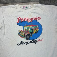 Vintage T-Shirt Philippines Jeepney Manila Graphic Print White Mens Large