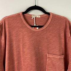 Marine Layer Tee Mens Size L Vintage Heavy Slub Pocket Rust Red Short Sleeve