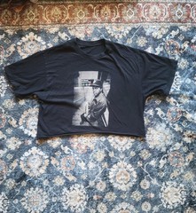 Black Graphic Print Cropped Boxy T-Shirt