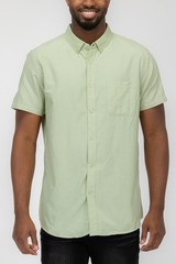 Men’s Size Large Green Short Sleeve Collared Button Front Shirt Brand Weiv