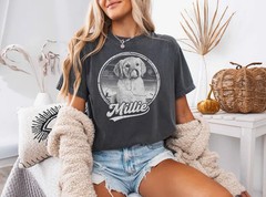 Custom Vintage Pet Portrait Dog Comfort Tee Personalized Pet Lover