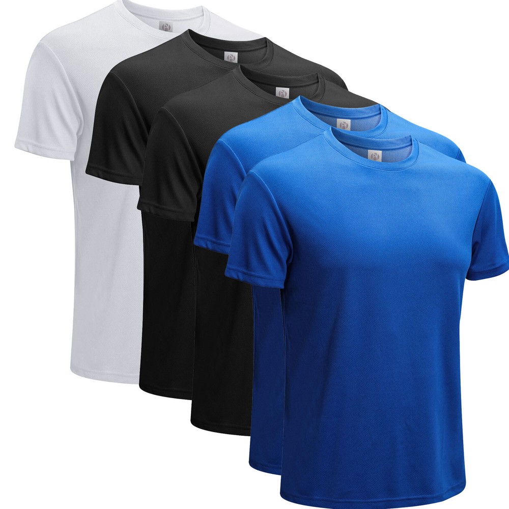 5 Pack Mens Active Athletic T Shirts Gym Running Workout Crew Neck Top Hiking