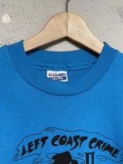 Vintage Left Coast Crime Shirt Mens Large Blue San Francisco Mystery Graphic 90s