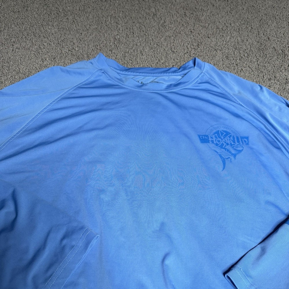 Huk Performance Fabrics Fishing T-Shirt Mens 2XL Blue Long Sleeve UPF