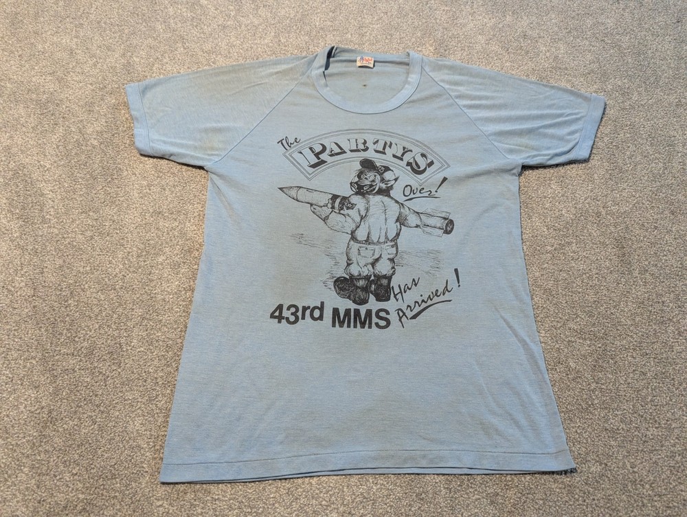 Vintage USAF Shirt Mens Large 43rd MMS Munitions Maintenance Squadron 1980s Ammo