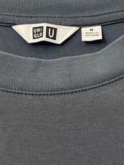 Uniqlo U AIRism Tee Mens M Blue Gray Boxy Relaxed Crew Neck Shirt