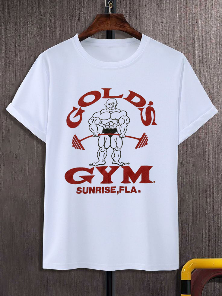 Vtg Golds Gym T-shirt Men Powerhouse 80s Muscle Tee USA Stretch World Rare