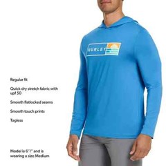 Hurley Men’s Sunny Side Hybrid Stretch Hooded UV T-Shirt Size XXL Blue