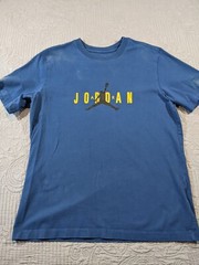 Air Jordan Tee Shirt Light Blue Jumpman Logo Spell Out Men’0s Size M Basketball