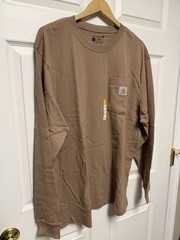 Carhartt Men’s Loose Fit Heavyweight Long Sleeve Pocket T-Shirt Brown Taupe L