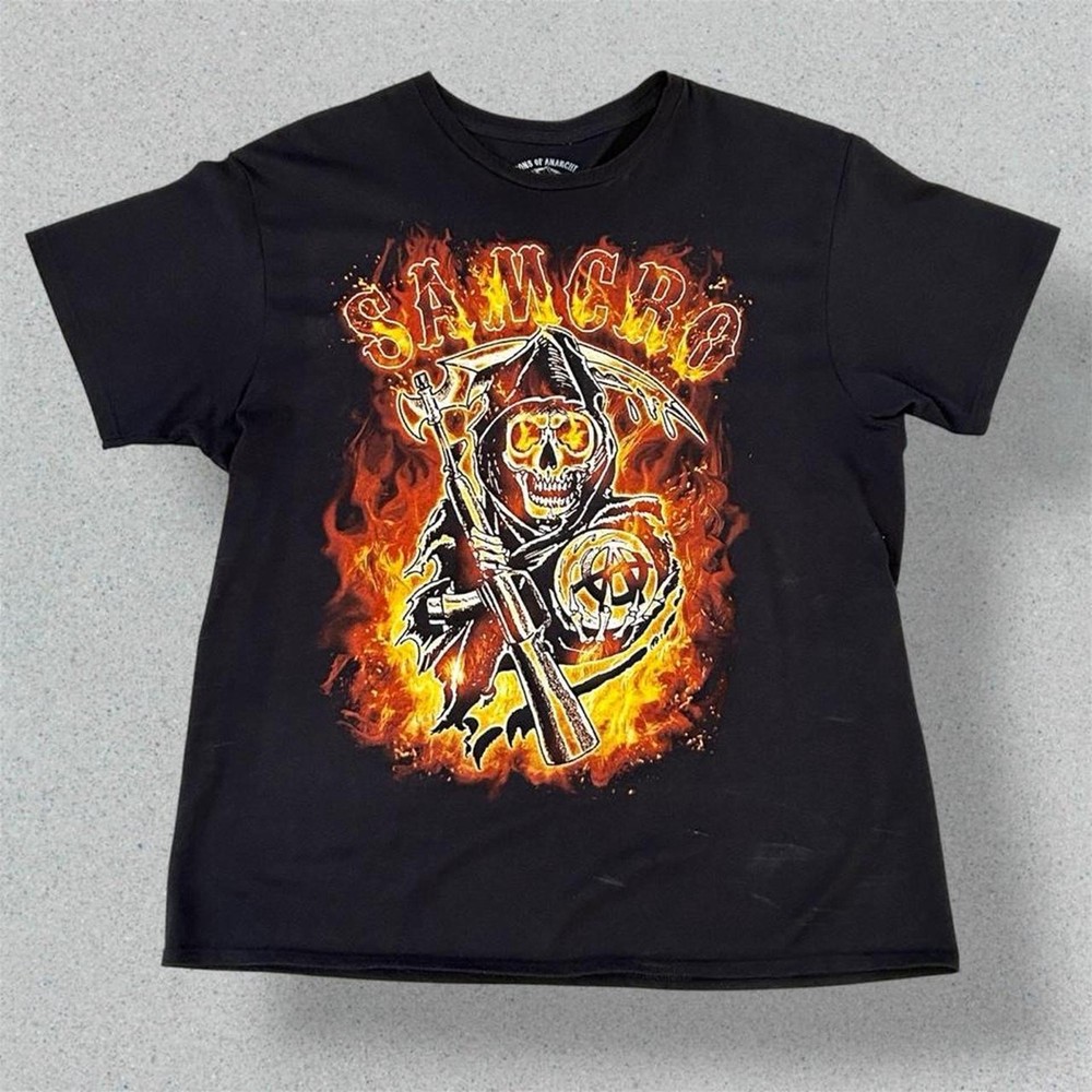 Sons of Anarchy Black Graphic Tee – “SAMCRO Fire Reaper”