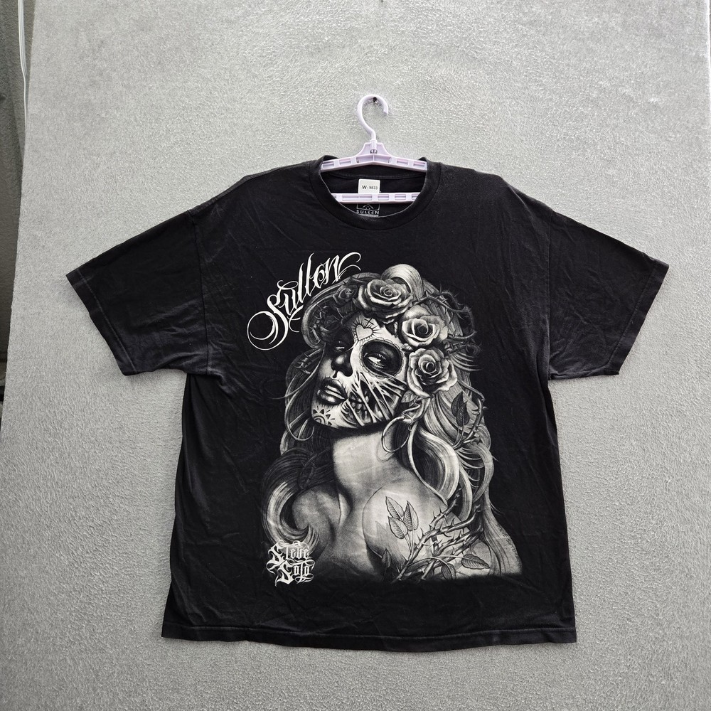 Sullen Men Shirt 2XL Black Graphic Sugar Skull Tee Print