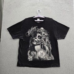 Sullen Men Shirt 2XL Black Graphic Sugar Skull Tee Print