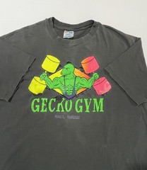 Vintage Gecko Gym Shirt XL Black Faded Trashed Maui Hawaii Beach Body Work Out