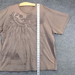 Unbranded Men’s Skull Print T-Shirt Tan 3XL Short Sleeve Crew Neck Straight Hem