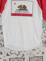 CSG Champs Sports Gear California Republic Raglan Shirt Large Red White 3/4 Mens