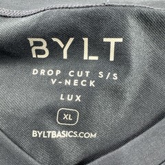 Bylt Drop Cut V-Neck Mens XL Navy Blue Short Sleeve Performance Stretch Gym NEW