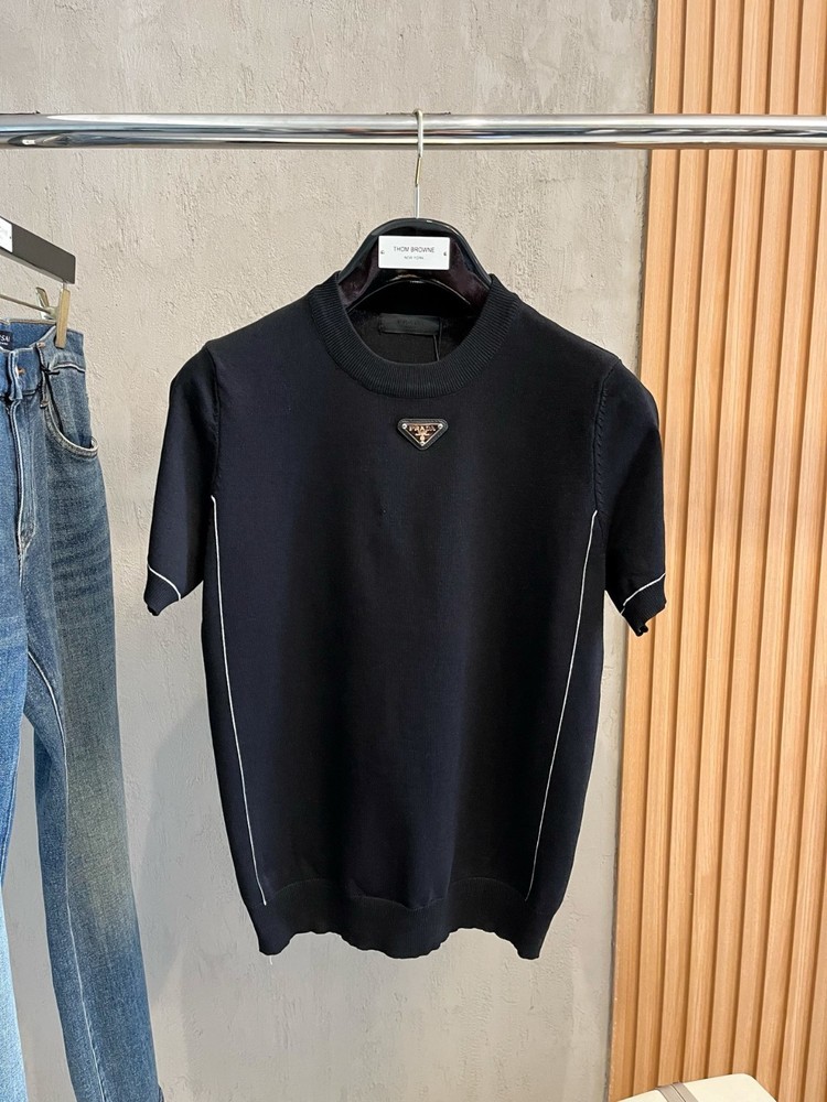Prada Short-Sleeve Knit — Urban Chic, Simple & Casual Fit — Size M