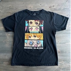 Demon Slayer Kimetsu No Yaiba Anime Black T-Shirt Character Graphic Unisex Sz L