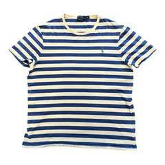 Polo Ralph Lauren XL Custom Slim Fit Navy Yellow Striped 100% Cotton Pony Tshirt