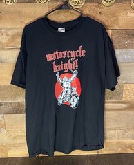 Vintage Biker Shirt Mens XL Black Motorcycle Knight Graphic Comic Book Hero