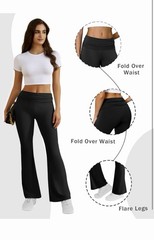 Copyleaf Flare Leggings for Women Fold Over Yoga Pants Stretch Bell Bottom Sm