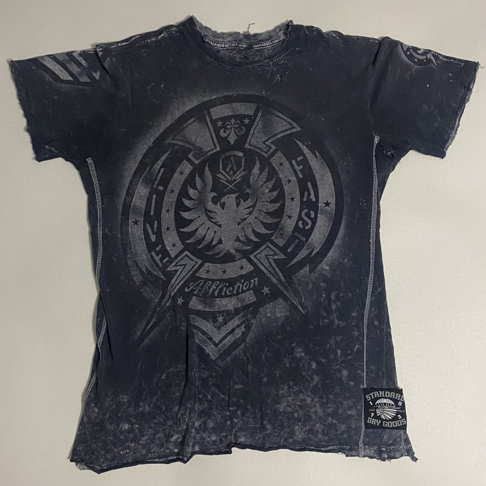 Affliction T Shirt Mens M Live Fast Standard Dry Goods 1973 Y2K Distressed