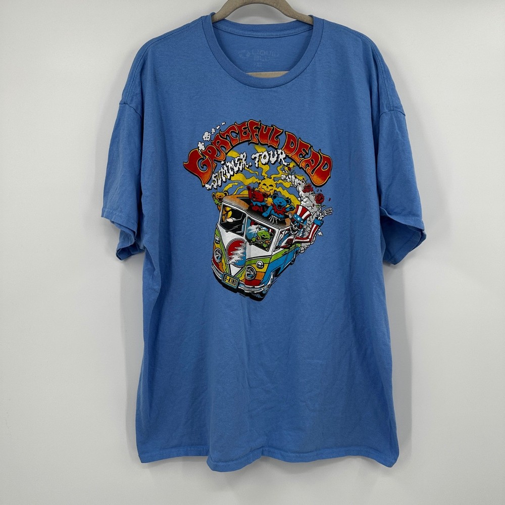 Liquid Blue Grateful Dead Summer Tour Blue Graphic T-Shirt Mens 2XL VW Bus Bear