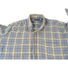 John Ashford Men’s T-Shirt Large Blue Tan Plaid 100% Cotton