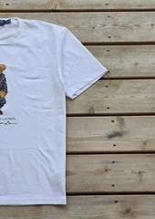 Polo Ralph Lauren Classic Fit Polo Bear Denim Crewneck Jersey T-Shirt White