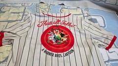 Looney Tunes Baseball Jersey Bugs Bunny Thats All Folks Logo XXL White Red Black