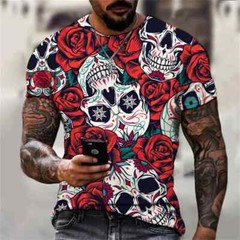 Camiseta Con Estampado 3d De Cráneo Para Hombre Camisa Corta Moda Hip-hop Lujo