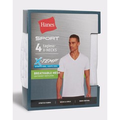 Hanes® Ultimate®Men’s 4-Pack X-Temp Mesh V-neck Tee “SPORT-TAGLESS®-KEEPS-COOL”