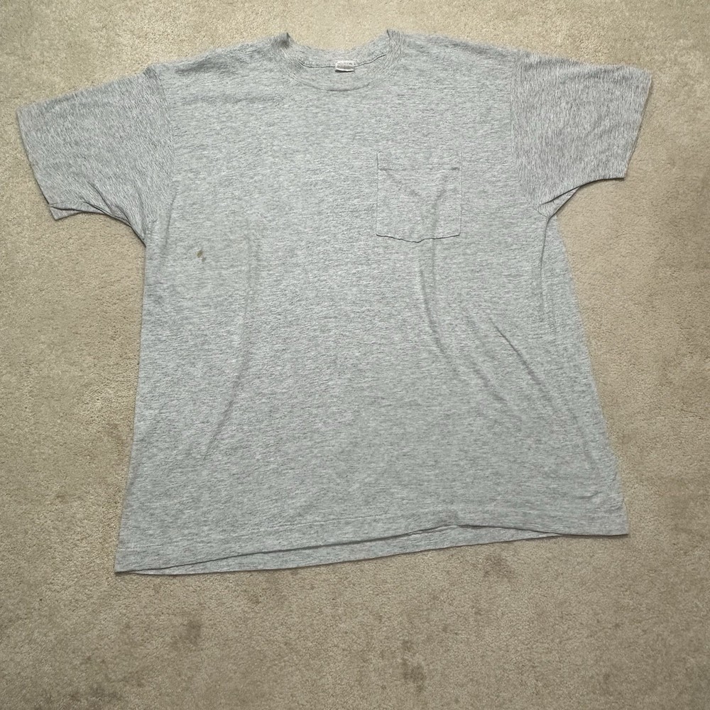 Vintage BVD Blank Black Pocket T Shirt Mens XL Extra Large Gray 90