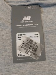 New Balance Logo T Shirt Dad Shirt Mens Small Grey Stacked NB Graphic Tee NWT