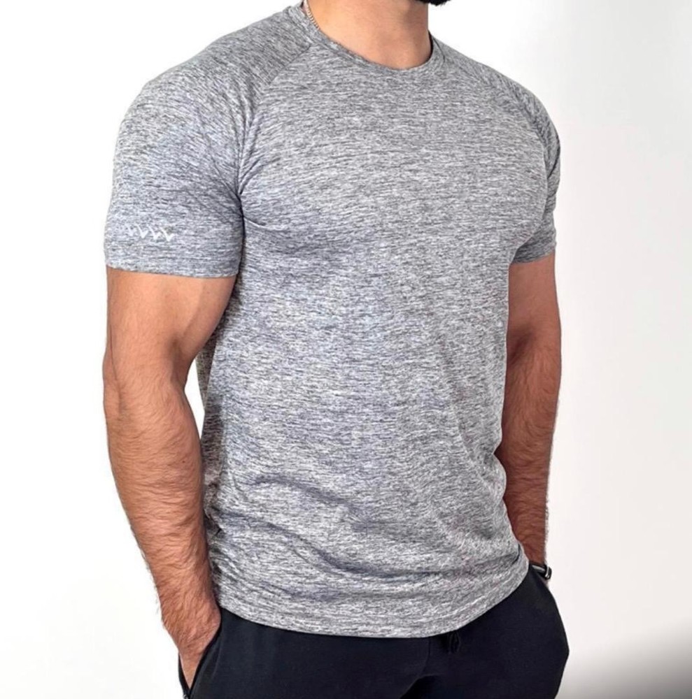 Men’s T-Shirt Activewear Sports Marl Short Sleeve Polyester Gym Fitness Top UK