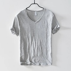 2026 New Mens T Shirt Pure Color V Collar Short Sleeved Tops Tees Men T-Shirt.
