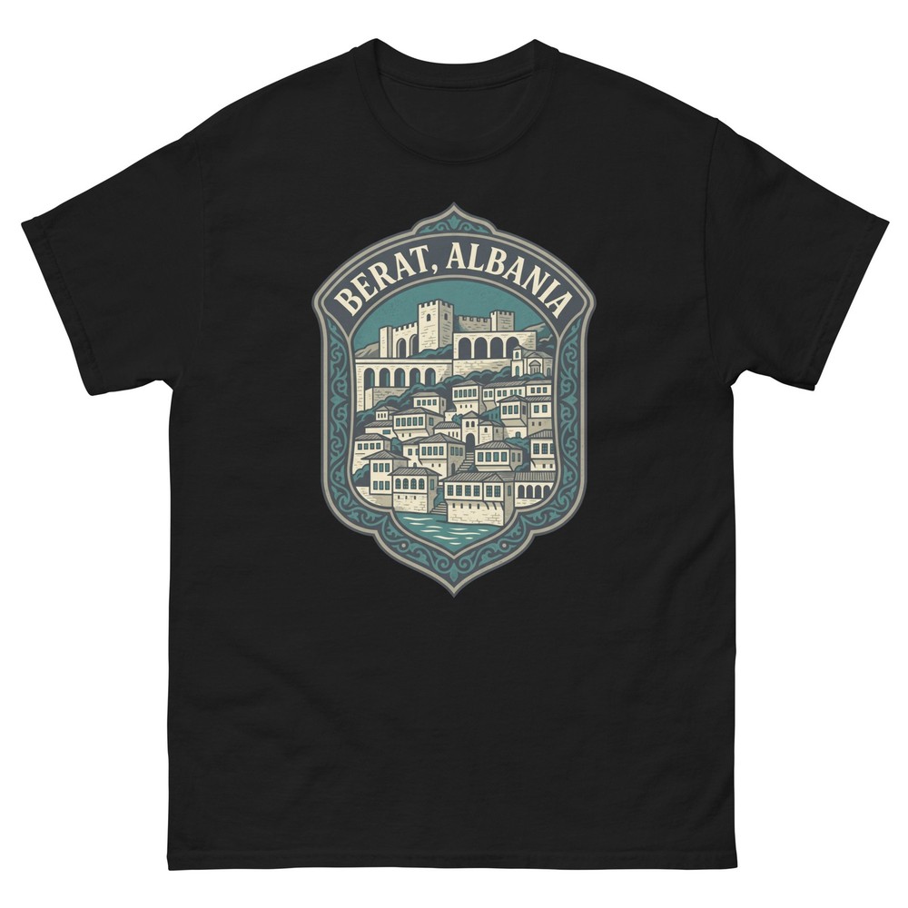 Berat Albania Ottoman Hillside Graphic T-Shirt Unisex Travel Tee