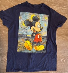 Disney Mickey Mouse Starry Night T-Shirt Men’s M Blue Van Gogh graphic print