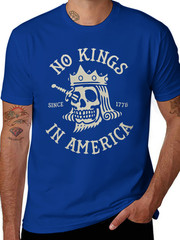 No Kings In America Skull Crown Knife T Shirt Patriotic Freedom Graphic Tee
