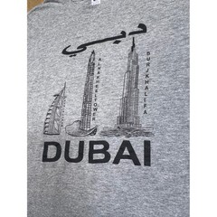 Four Square Dubai Skyline Graphic T-Shirt Gray XL Burj Khalifa Souvenir Tee