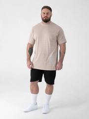 D555 Duke Big Mens Jacquard T-Shirt Stone Stripe 2XL 3XL 4XL 5XL 6XL (601919)