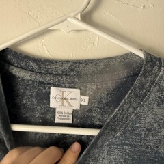 Calvin Klein Jeans Shirt Mens XL Blue Acid Wash Distressed Graphic Tee Oversized