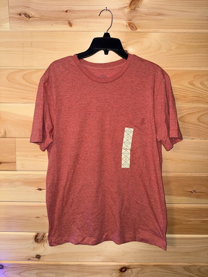 St Johns Bay Mens Medium Red HTR Short Sleeved Crewneck Tshirt With Pocket