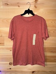 St Johns Bay Mens Medium Red HTR Short Sleeved Crewneck Tshirt With Pocket