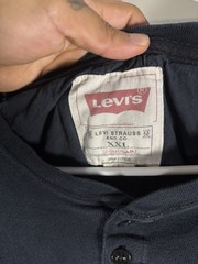 Levi’s Men’s Black Solid Henley Long Sleeve Cotton Knit Button T-Shirt XXL