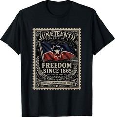 Distressed American Juneteenth Flag Colors Freedom Day Stamp T-Shirt