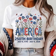 Wildflower Flag Shirt America 250 Boho Patriotic Celebration