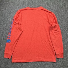 Carhartt Shirt Mens Medium Red Long Sleeve Logo Graphic Loose Fit K231 TK0231-M