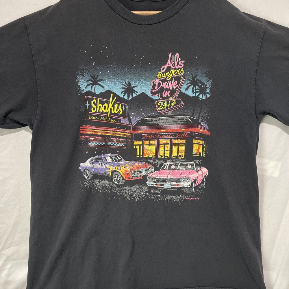 J Galt Shirt Mens Extra Large XL Streetwear Black Adult Al’s Burgers Hot Rods